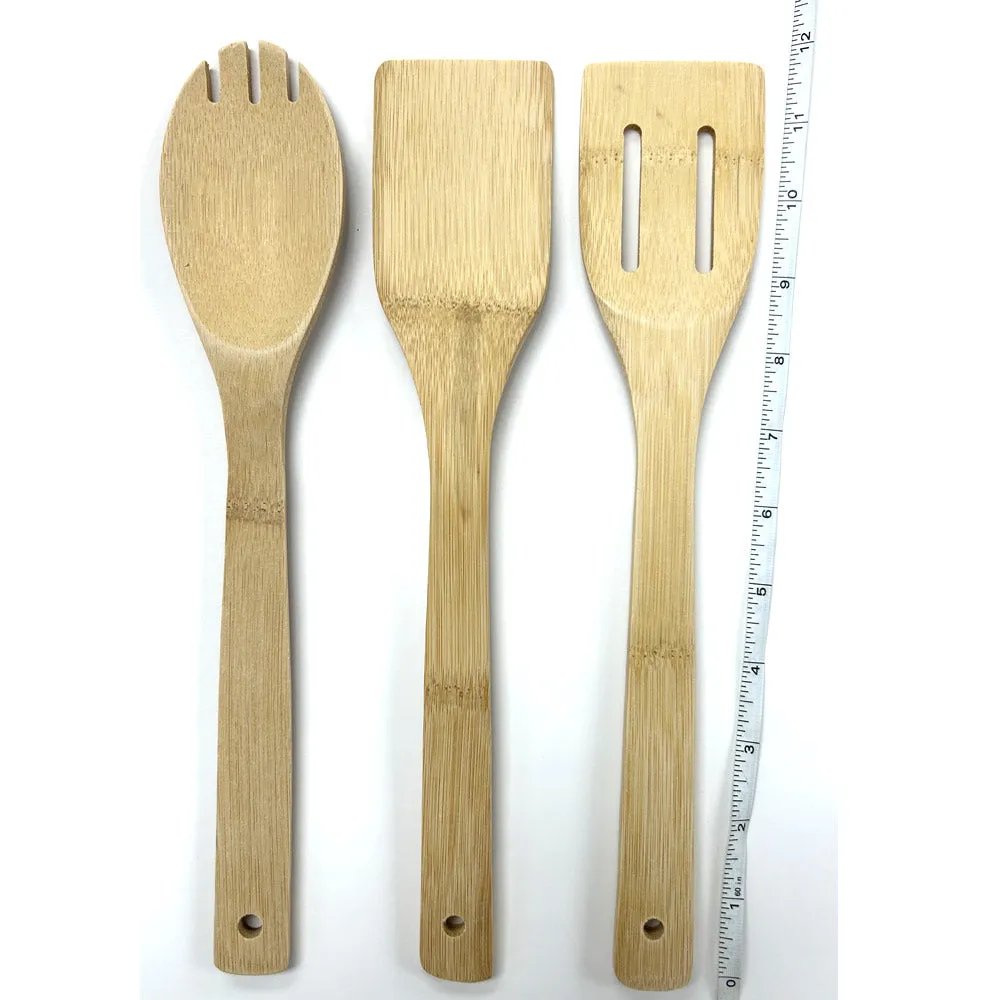 6 pcs Bamboo Kitchen Cooking Utensils Spatula Spoon Fork Set Wooden Tool Handles