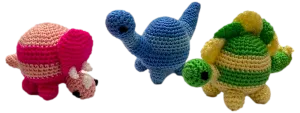 Crocheted Mini Ornaments "Dinosaur Set"