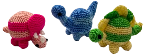 Crocheted Mini Ornaments "Dinosaur Set"