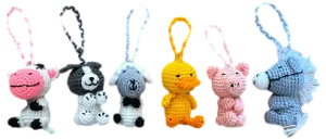 Crocheted Mini Ornaments "Farm Set"