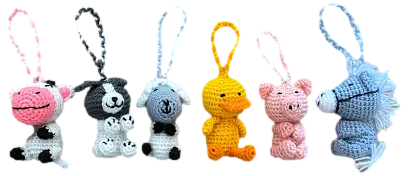 Crocheted Mini Ornaments "Farm Set"