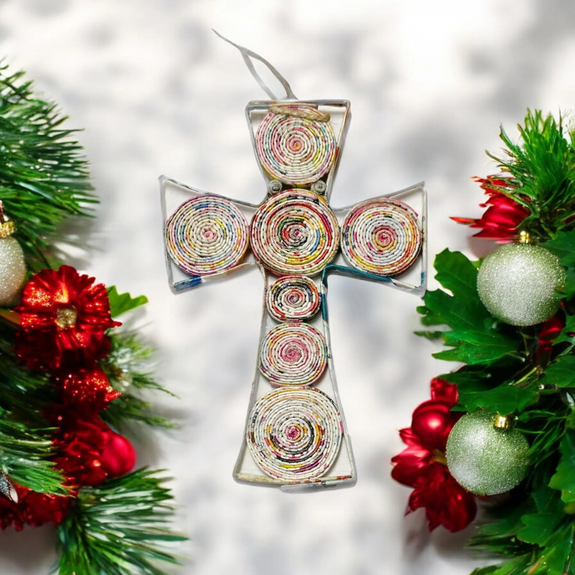 Cross Ornament - Recycled Paper: Large