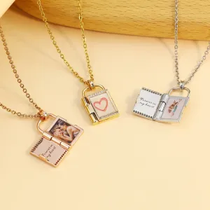 Custom Photo Envelope Necklace Can Open Engraved Pendant