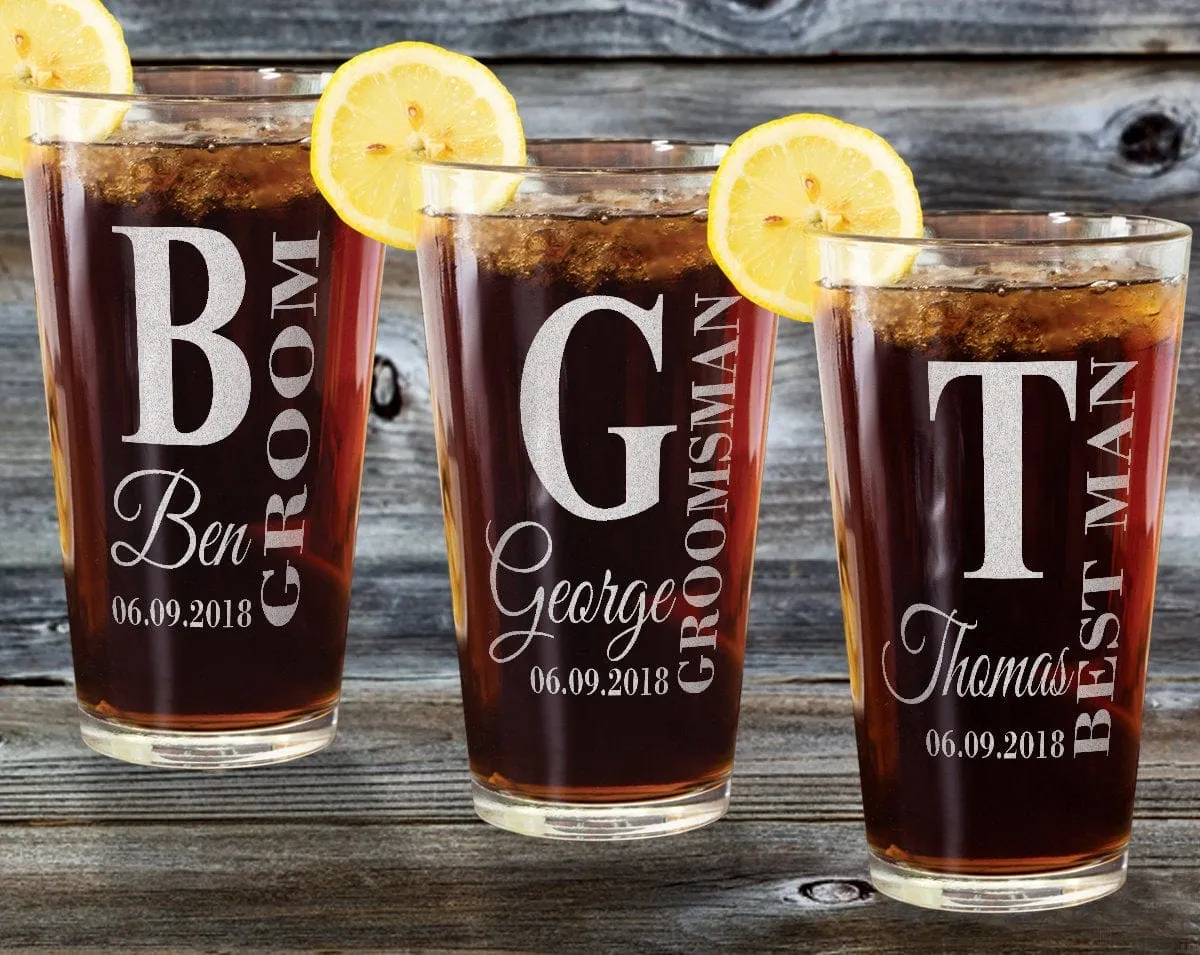Custom Pub Glass Groomsmen Team Groom Gift for Wedding Party Bachelor Favors for guests Bridal Shower Gifts for Ladies Men Glasses