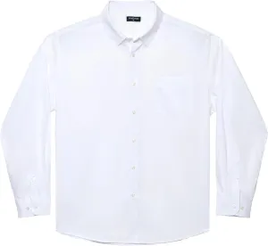Double Pump Big and Tall Dress Shirts for Men Long Sleeve Business Casual Solid Button Down Shirts from XXL(T) to 6XL(T)
