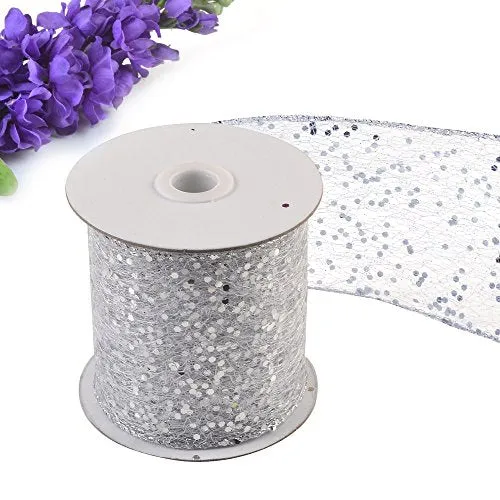 eZthings Decorative Designer Sparkly Sheer Fabric Ribbons for Party Decor and Gift Baskets (10 Yard, Gold(3.5" Width))