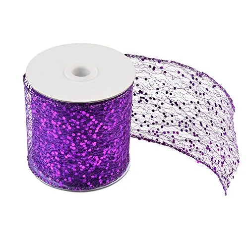 eZthings Decorative Designer Sparkly Sheer Fabric Ribbons for Party Decor and Gift Baskets (10 Yard, Gold(3.5" Width))