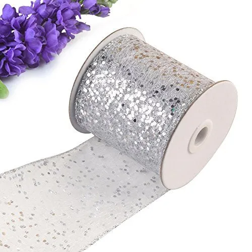eZthings Decorative Designer Sparkly Sheer Fabric Ribbons for Party Decor and Gift Baskets (10 Yard, Gold(3.5" Width))