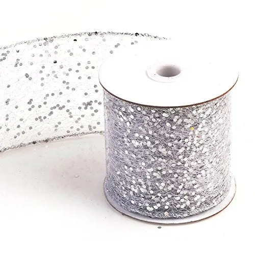 eZthings Decorative Designer Sparkly Sheer Fabric Ribbons for Party Decor and Gift Baskets (10 Yard, Gold(3.5" Width))