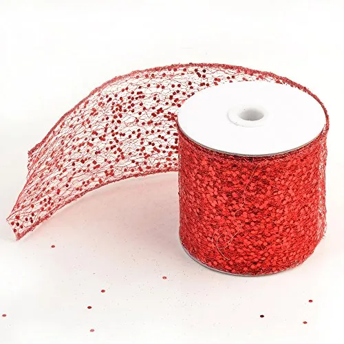 eZthings Decorative Designer Sparkly Sheer Fabric Ribbons for Party Decor and Gift Baskets (10 Yard, Gold(3.5" Width))