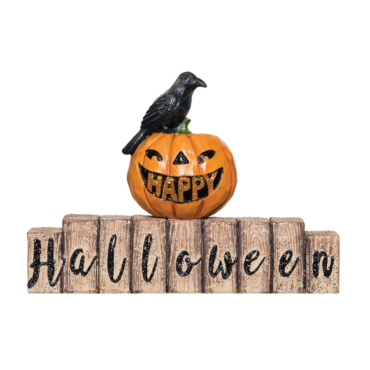 Happy Halloween Pumpkin/Crow Figurine