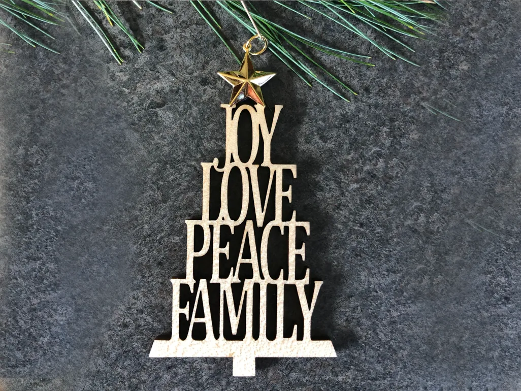 Joy Love Peace Family Christmas Ornament