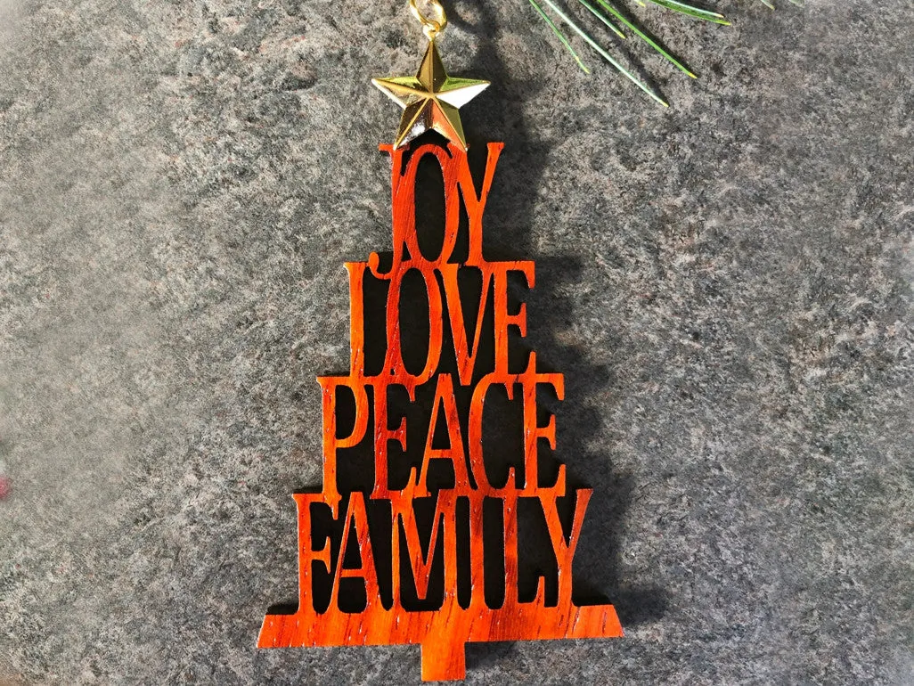 Joy Love Peace Family Christmas Ornament