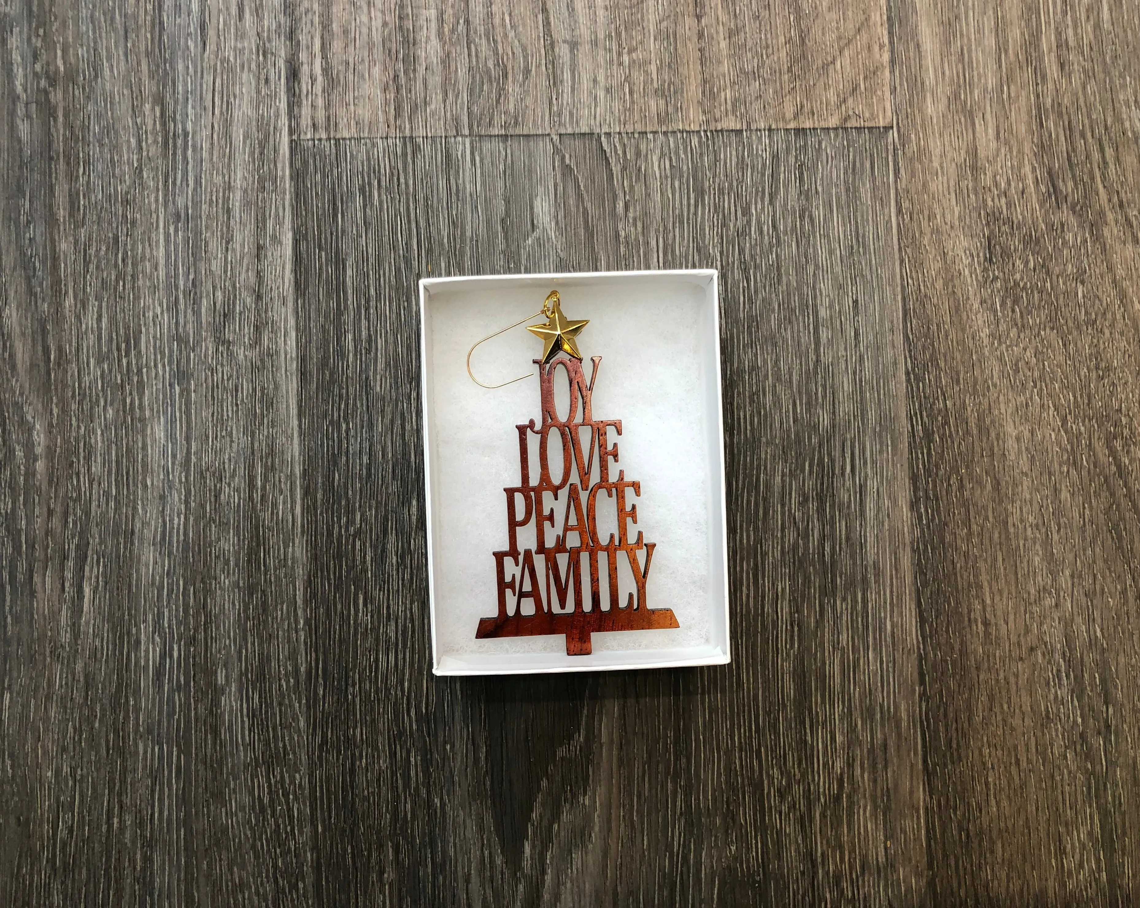 Joy Love Peace Family Christmas Ornament