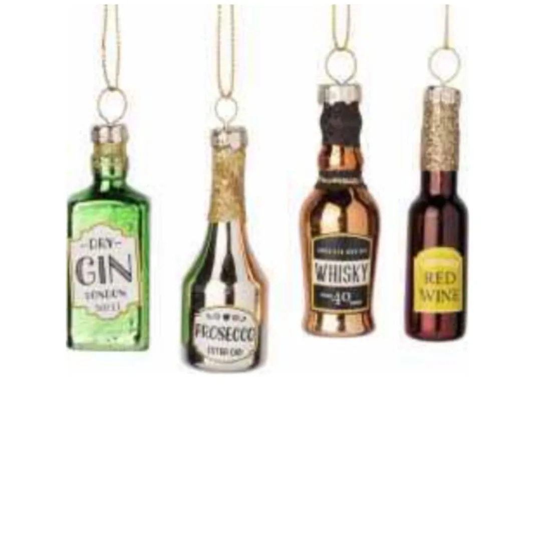 Liquor Bottle Ornaments (Set of 4)