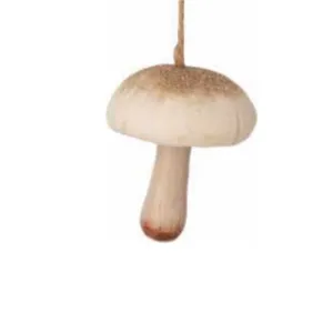 Mushroom with Silver Glittered Top Ornament (Woody Effect)