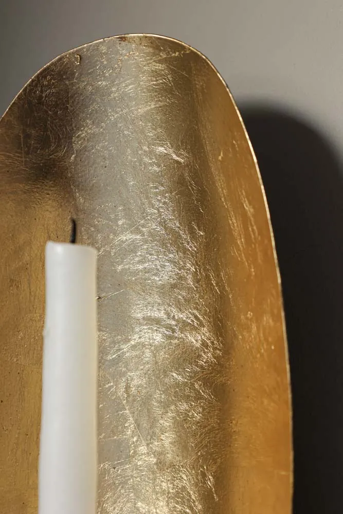 Oval Gold Leaf Candlestick Holder Wall Sconce