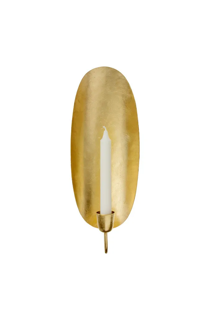 Oval Gold Leaf Candlestick Holder Wall Sconce