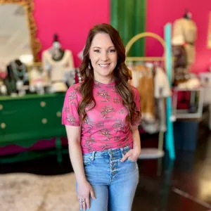 Pink Cowgirl Mesh Top