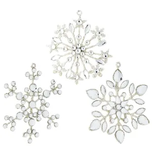 Raz Imports All That Glistens 4-Inch Jeweled Snowflake Ornament, Assortment of 3