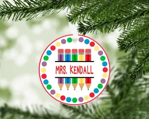 Teacher Christmas Ornament With FREE Velvet Pouch