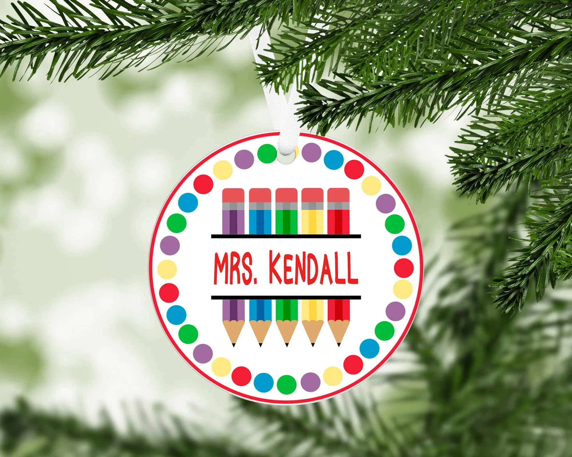 Teacher Christmas Ornament With FREE Velvet Pouch