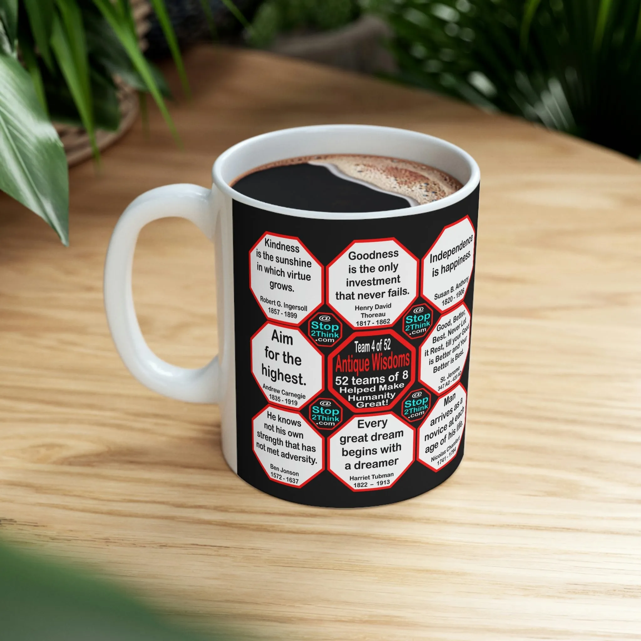 Team 4 of 52 teams that Make Humanity Great!  ...Drink Wisely in Mug Wisdoms  Ceramic 11oz cup