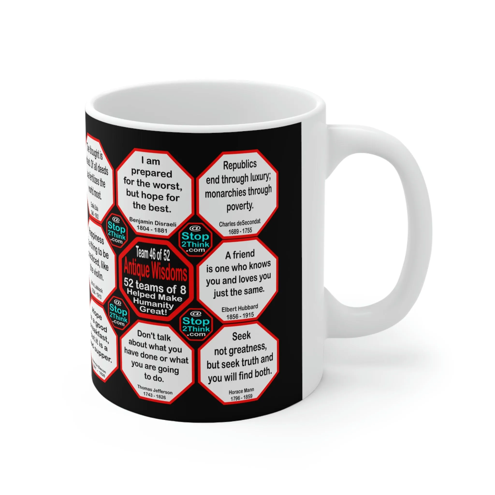 Team 46 of 52 teams that Make Humanity Great! ...Drink Wisely in Mug Wisdoms Ceramic 11oz cup