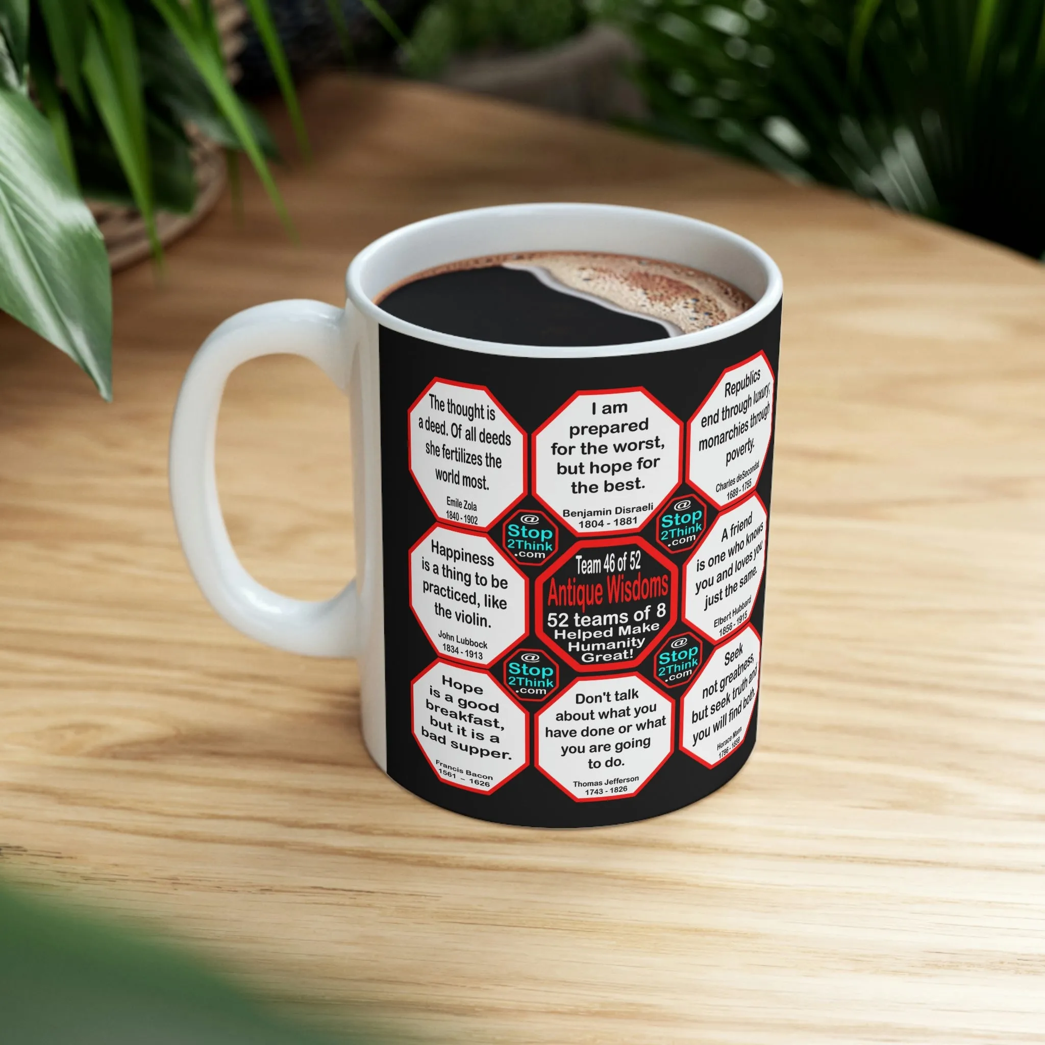 Team 46 of 52 teams that Make Humanity Great! ...Drink Wisely in Mug Wisdoms Ceramic 11oz cup
