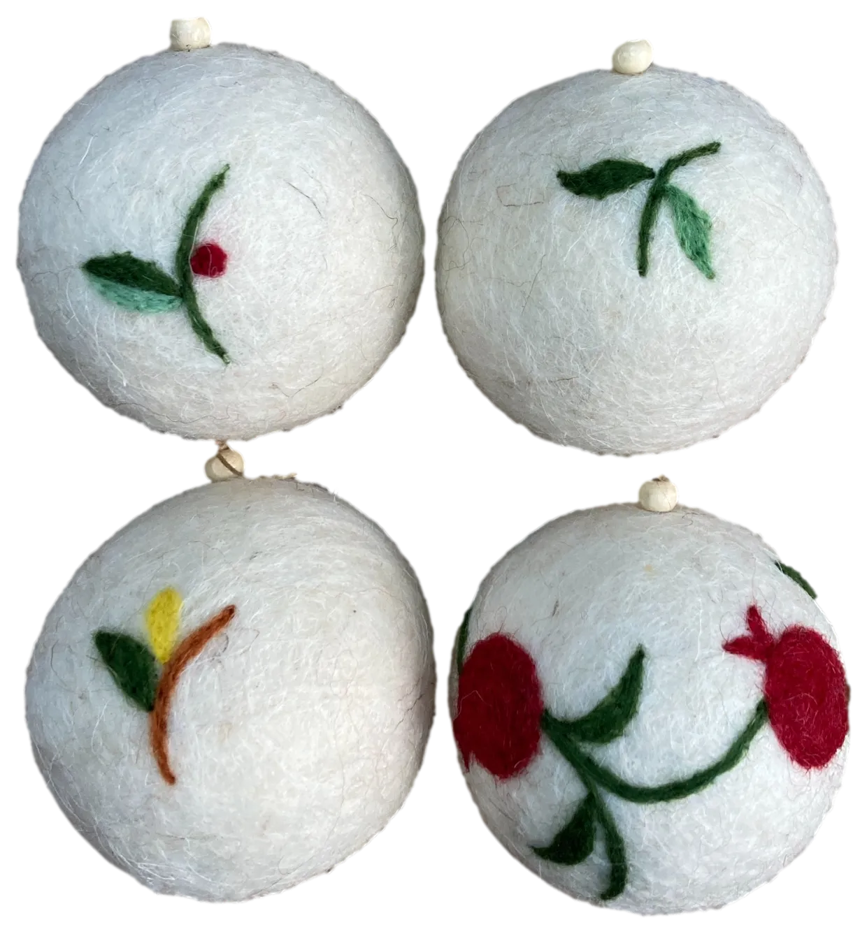 Wool Felt Round Ornament Set "Flowers & Pomegranates"